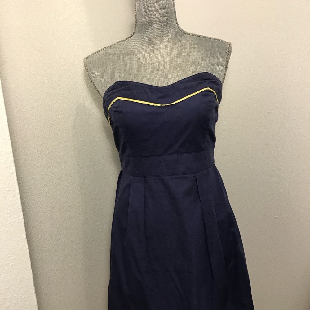 Urban outfitters Kimchi Blue Strapless Navy Dress Nautical sailor retro pinup